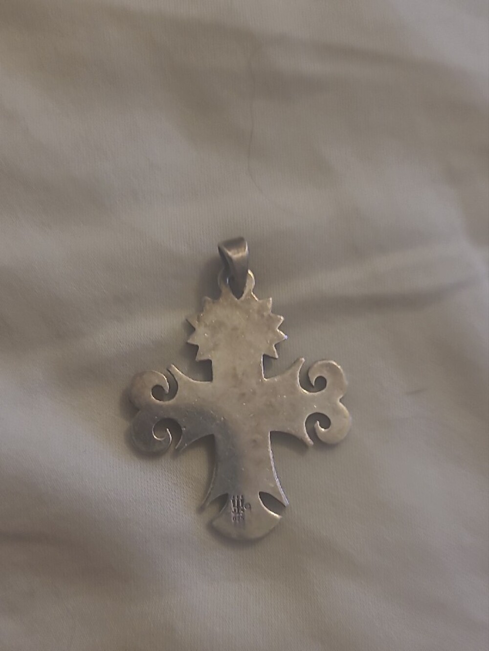 Retired James Avery Silver Dove Floral Cross Pendant - Picture 2 of 4